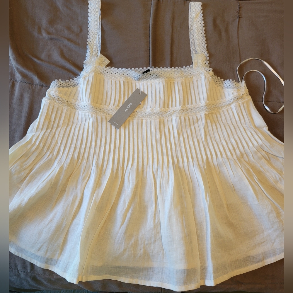 J. Crew Lace-Trim Tank Top in Ramie